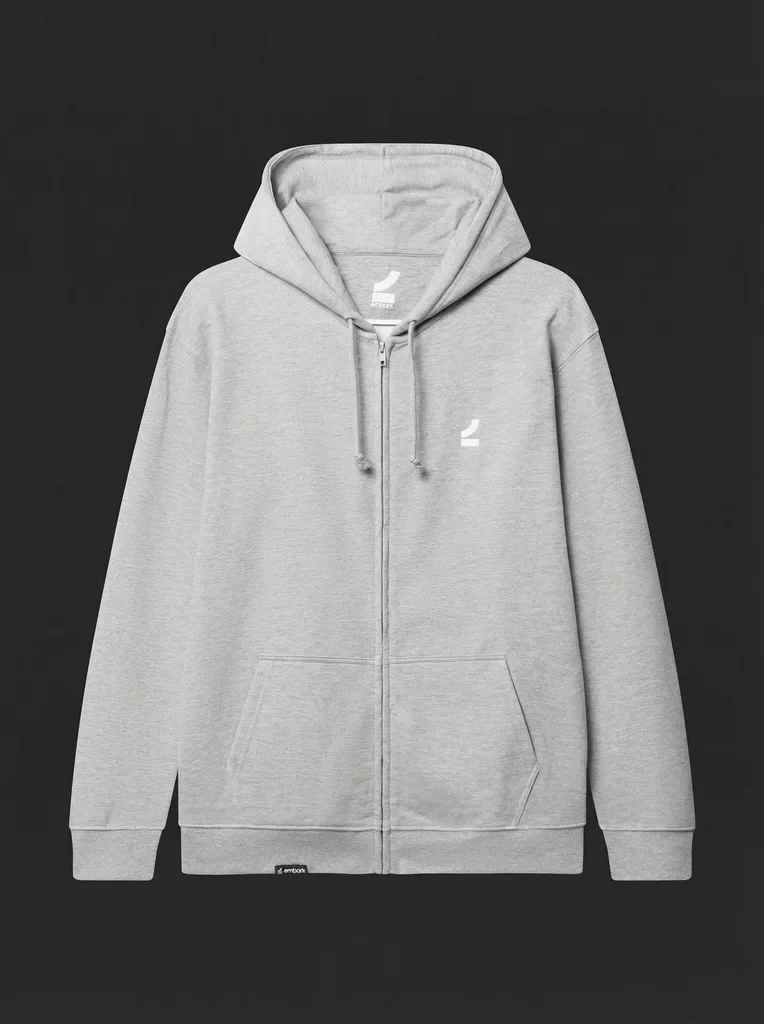 Zip Hood greymelange small logo